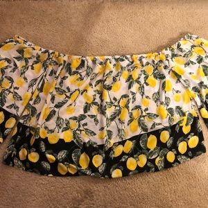 Off the Shoulder Lemon Print Top
